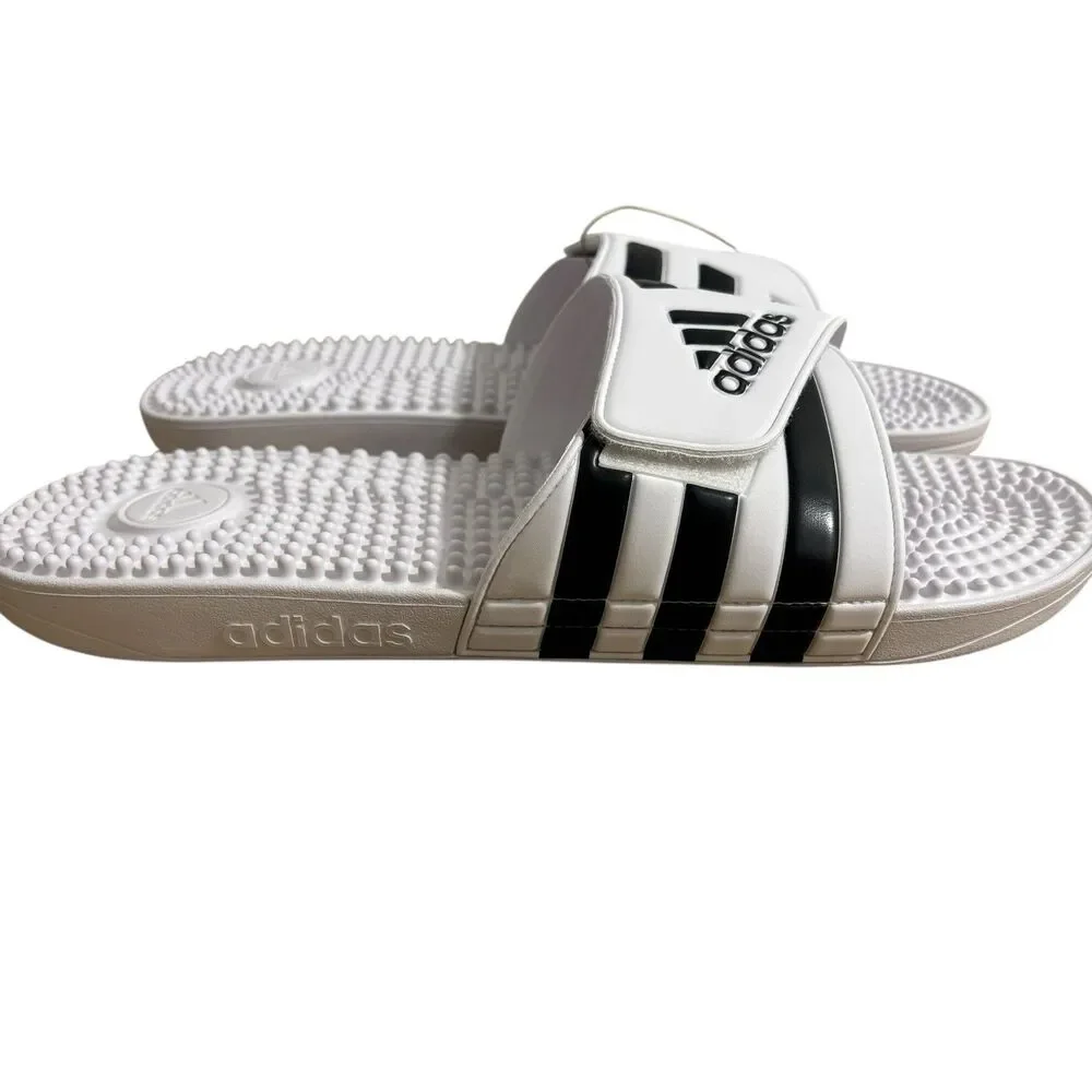 Adidas Adissage Slides Men’s Sz 18 White Sandals Athletic NEW